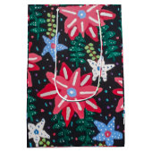 Rode en zwarte Floral Medium Cadeauzakje (Achterkant)