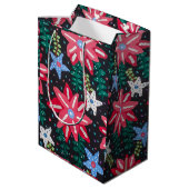 Rode en zwarte Floral Medium Cadeauzakje (Achterkant Gekanteld)