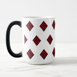 Rode en Zwarte Geometrische Diamant Patroon Modern Magische Mok