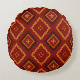 Rode en Zwarte Geometrische Motieven Ronde Kussen