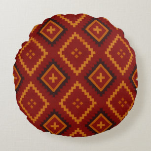 Rode en Zwarte Geometrische Motieven Ronde Kussen