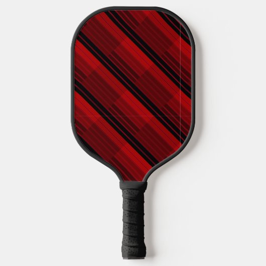 Rode en zwarte geometrische patchwerkquilt pickleball paddle (Voorkant)