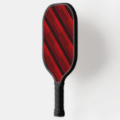 Rode en zwarte geometrische patchwerkquilt pickleball paddle (Links)