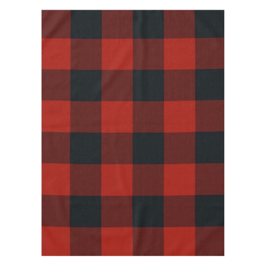 Rode en Zwarte Geruite Vierkanten Buffalo Plaid Fe Tafelkleed (Voorkant)