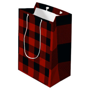 Rode en Zwarte Geruite Vierkanten Buffalo Plaid Medium Cadeauzakje