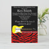 Rode en zwarte gitaaruitnodiging kaart (Staand voorkant)