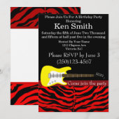 Rode en zwarte gitaaruitnodiging kaart (Voorkant / Achterkant)