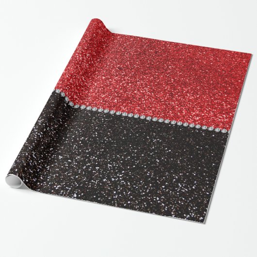 Rode en zwarte glitter cadeaupapier (Uitgerold)