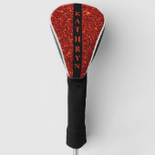 Rode en zwarte glitter gepersonaliseerd golfheadcover (Voorkant)