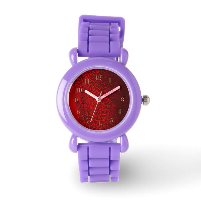 Rode en zwarte glitter horloge (Voorkant)