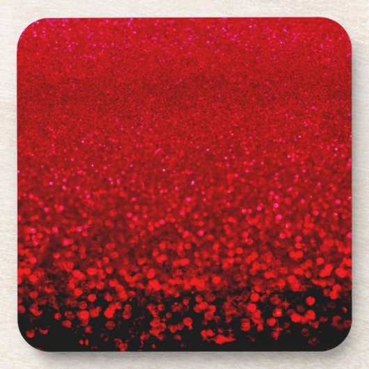 Rode en zwarte glitter Ombre Bier Onderzetter (Voorkant)