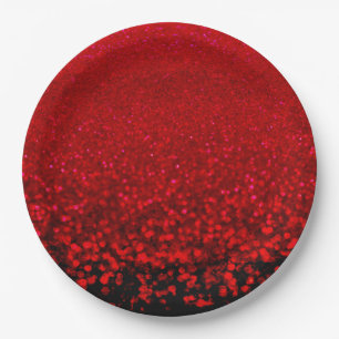 Rode en zwarte glitter Ombre Papieren Bordje
