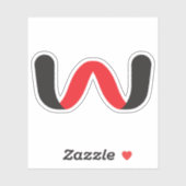 Rode en Zwarte Golf Minimale Letter W Monogram Sticker (Vel)