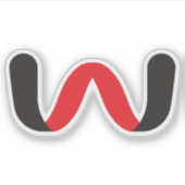 Rode en Zwarte Golf Minimale Letter W Monogram Sticker (Voorkant)