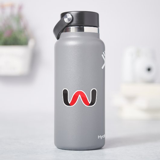 Rode en Zwarte Golf Minimale Letter W Monogram Sticker (HydroFlask)