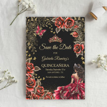 Rode en Zwarte Gouden Tiara Rozen Quinceañera