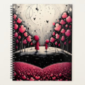Rode en zwarte grillige moeder en kind harten planner (Voorkant)