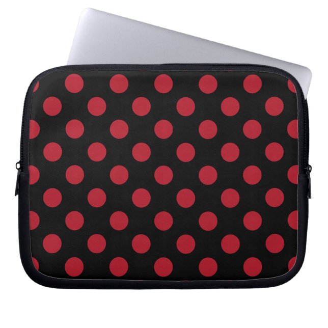 Rode en zwarte haarpunten laptop sleeve (Voorkant)
