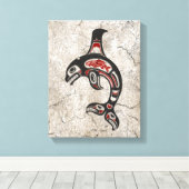 Rode en zwarte Haida Spirit Killer Whale Canvas Afdruk (Insitu (Houten vloer))