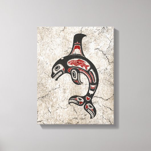 Rode en zwarte Haida Spirit Killer Whale Canvas Afdruk (Voorkant)