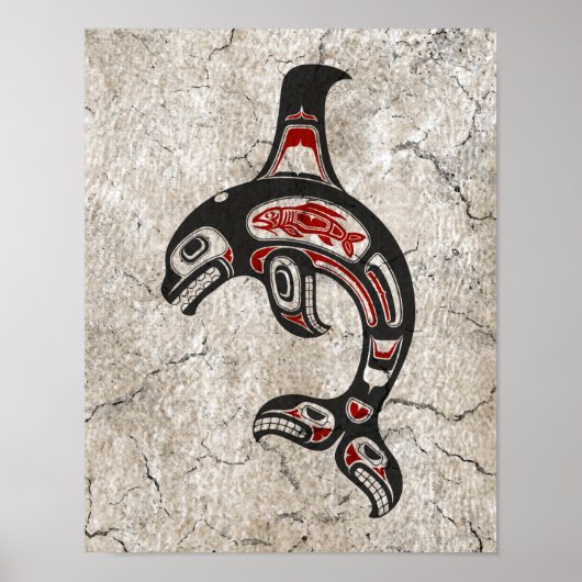 Rode en zwarte Haida Spirit Killer Whale Poster (Voorkant)