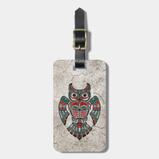 Rode en zwarte Haida Spirit Owl Bagagelabel