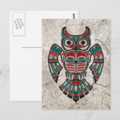 Rode en zwarte Haida Spirit Owl Briefkaart (Voorkant / Achterkant)
