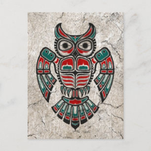 Rode en zwarte Haida Spirit Owl Briefkaart