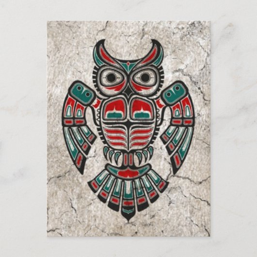 Rode en zwarte Haida Spirit Owl Briefkaart (Voorkant)