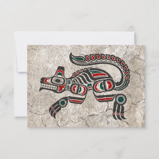 Rode en zwarte Haida Spirit Wolf (Voorkant)