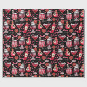 Rode en zwarte Halloween cocktails en drankjes Cadeaupapier (Vlak)