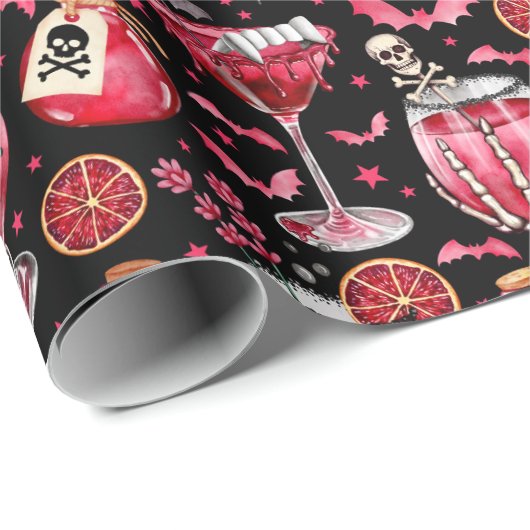 Rode en zwarte Halloween cocktails en drankjes Cadeaupapier (Rol Hoek)