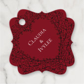 Rode en Zwarte Hart Gotische Bruiloft Favor Labels (Voorkant)