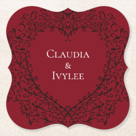 Rode en Zwarte Hart Gotische Bruiloft Onderzetters