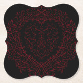Rode en Zwarte Hart Gotische Bruiloft Onderzetters (Voorkant)