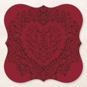 Rode en Zwarte Hart Gotische Bruiloft Onderzetters (Voorkant)