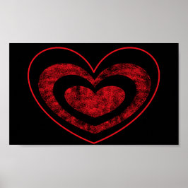 Rode en Zwarte Hart Poster Wanddecoratie