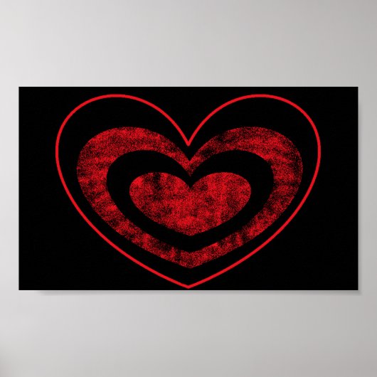 Rode en Zwarte Hart Poster Wanddecoratie (Voorkant)