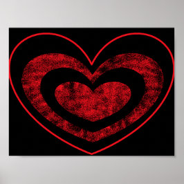 Rode en Zwarte Hart Poster Wanddecoratie