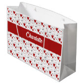 Rode en Zwarte Harten Aangepaste Monogram Naam Groot Cadeauzakje (Achterkant Gekanteld)