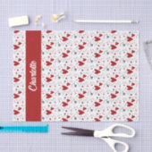 Rode en Zwarte Harten Aangepaste Monogram Naam Tissuepapier (Craft)