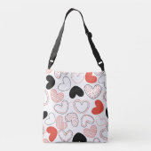 Rode en zwarte harten crossbody tas (Achterkant)