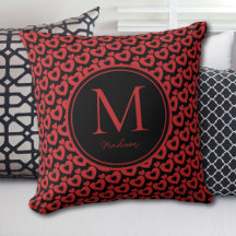 Rode en zwarte harten gepersonaliseerd monogram