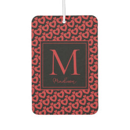 Rode en zwarte harten gepersonaliseerd monogram luchtverfrisser