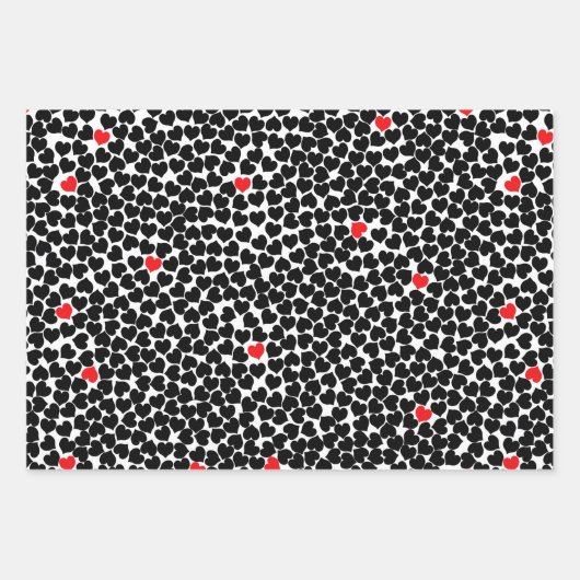 Rode en zwarte harten inpakpapier vel (Voorkant)