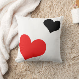 Rode en zwarte harten kussen