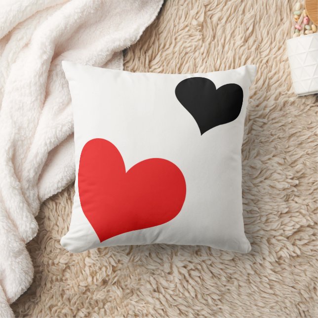 Rode en zwarte harten kussen (Deken)