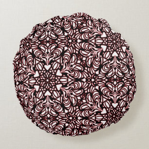 Rode en zwarte harten ontwerp Sierkussen Rond Kussen