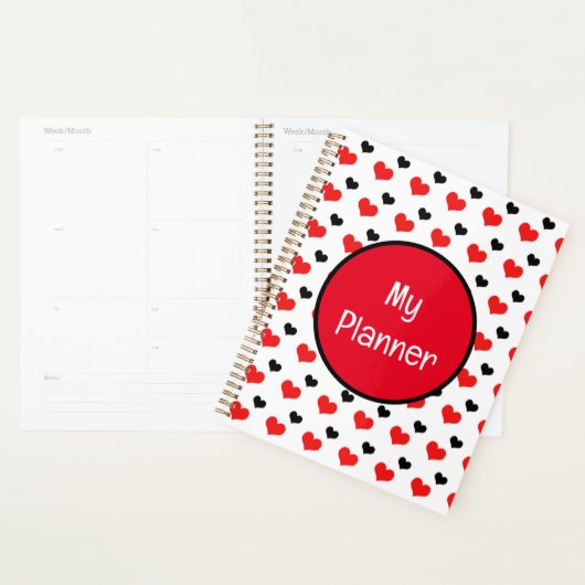 Rode en zwarte harten planner (Display)