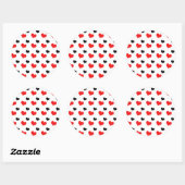 Rode en zwarte harten romantisch ronde sticker (Vel)